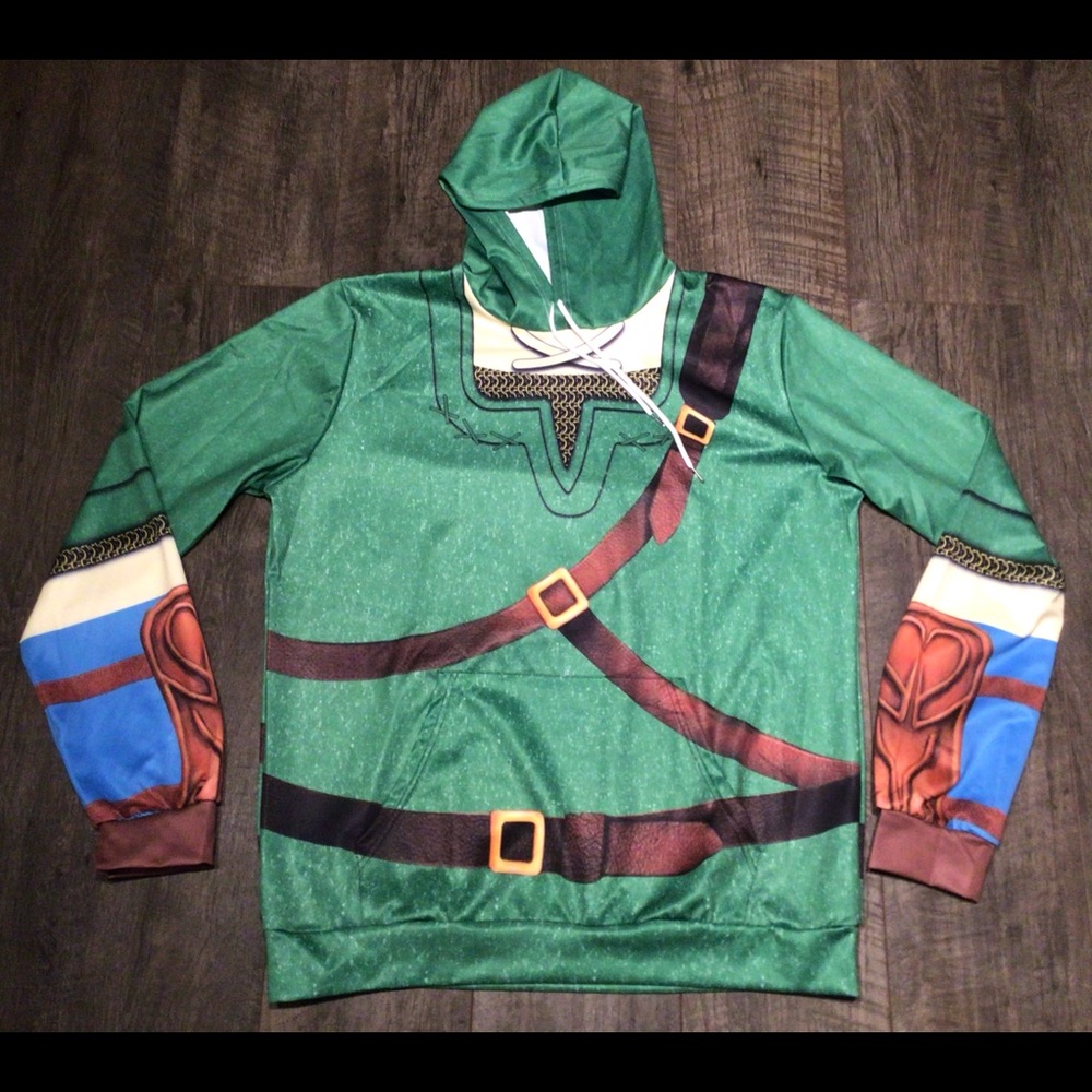 Link Hylian Master Legend Of Zelda Cosplay Sweatshirt Hoodie NWOT.Size XXL 2XL